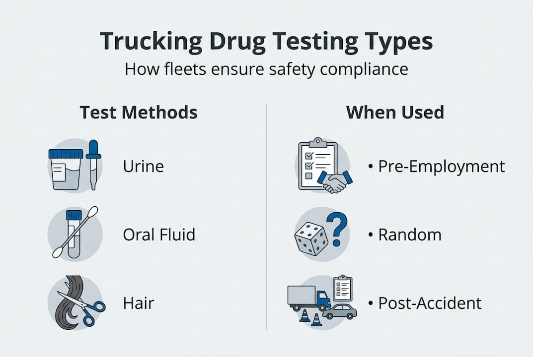 Infographic outlining trucking drug test types