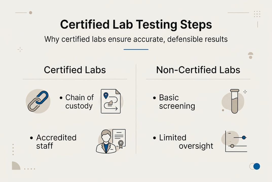 Infographic comparing certified and non-certified laboratory