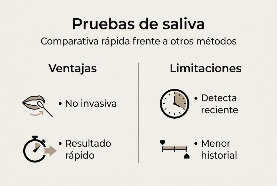 Comparativa visual de las diferentes pruebas de saliva