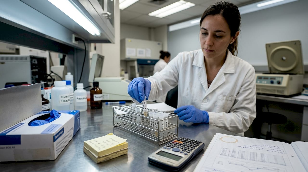 Profesional de laboratorio realizando análisis de detección de drogas