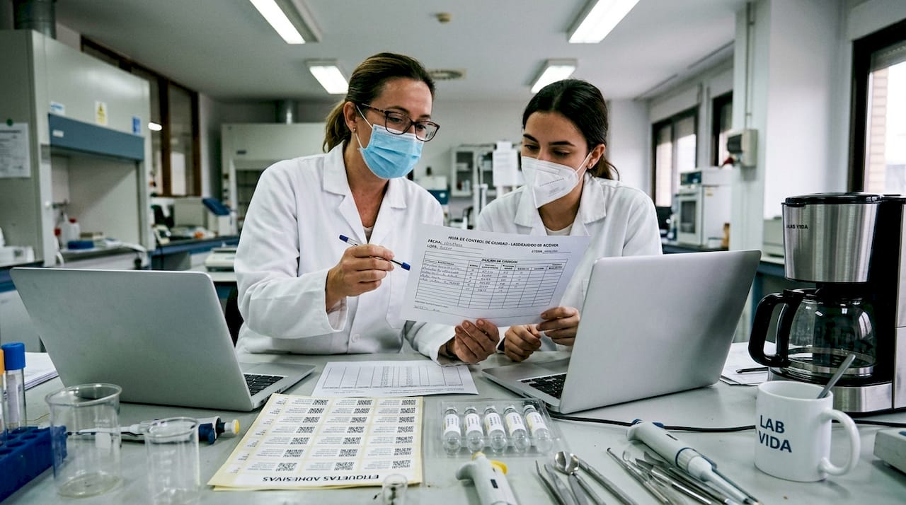 El equipo del laboratorio realiza la verificación de los controles.