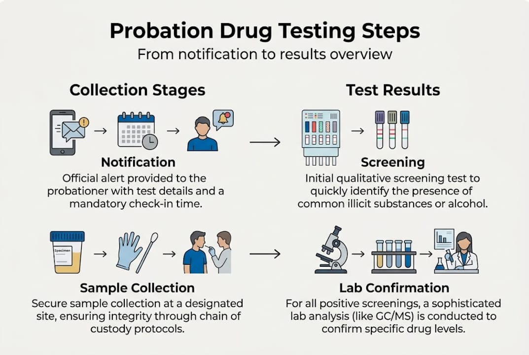 Infographic showing probation drug testing process steps