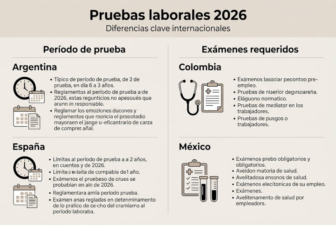 Comparativa en infografía sobre las normativas laborales para 2026