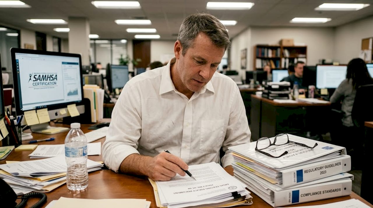Compliance officer reviews drug testing policy