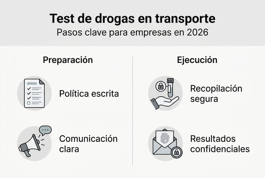 Infografía: etapas clave en el proceso de pruebas para transporte