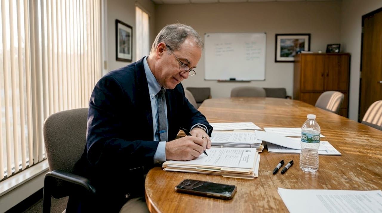 HR manager analyzing employee test files