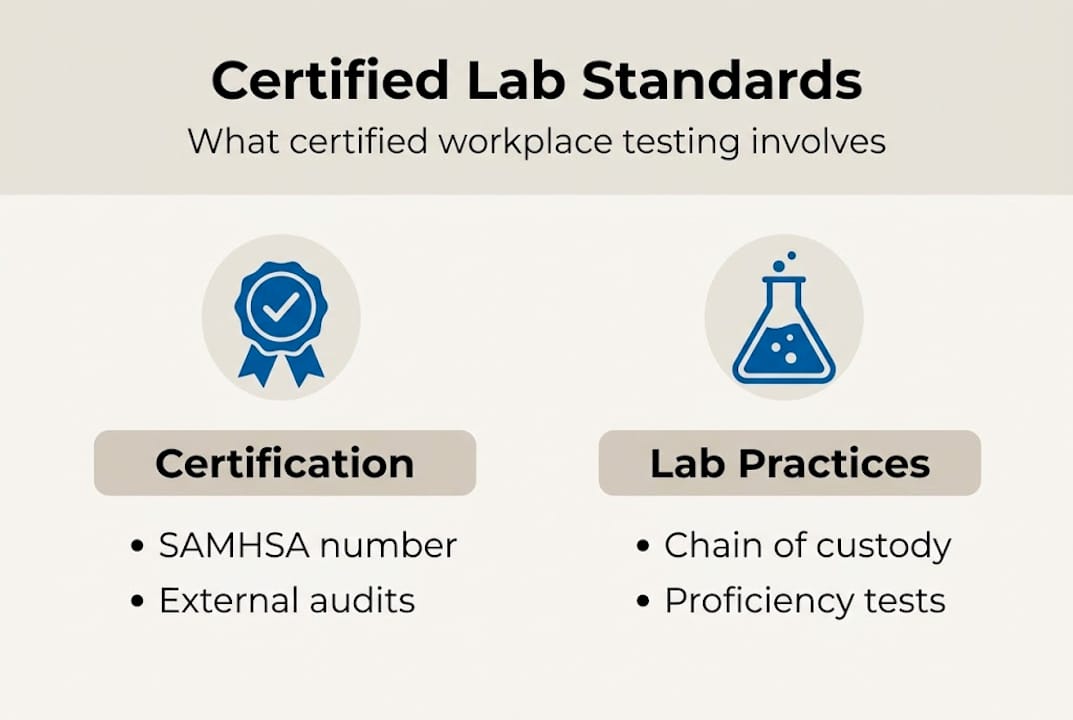 Infographic showing certified lab criteria and practices