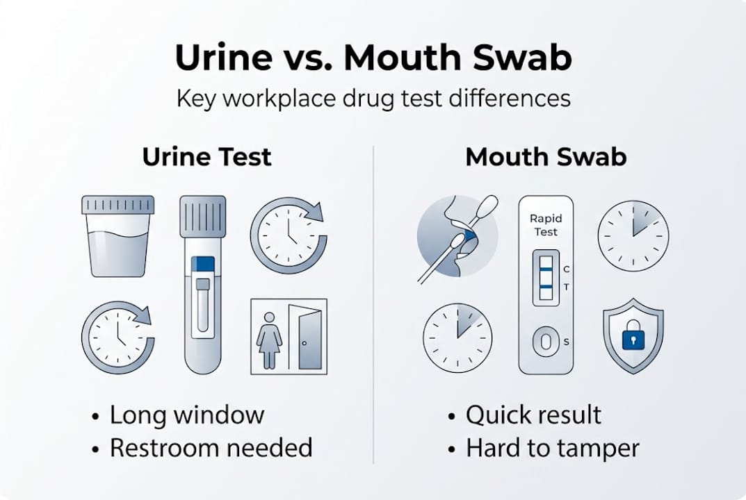 Infographic compares urine and mouth swab drug tests