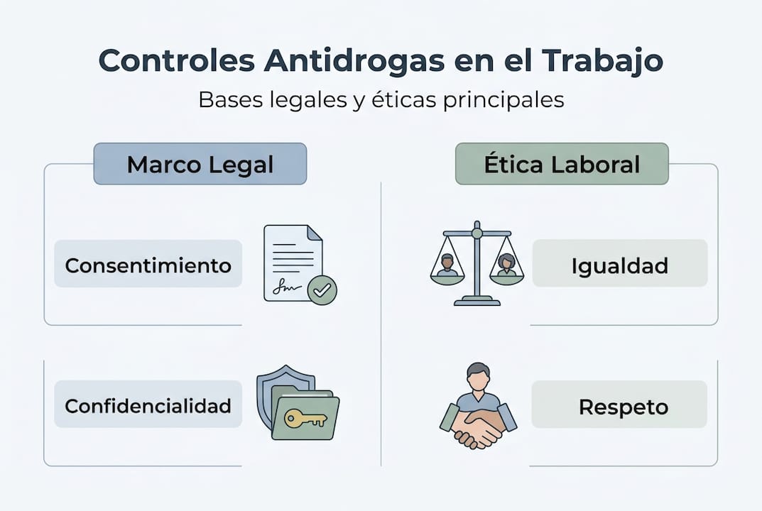 Infografía sobre la legalidad y la ética en los controles antidrogas