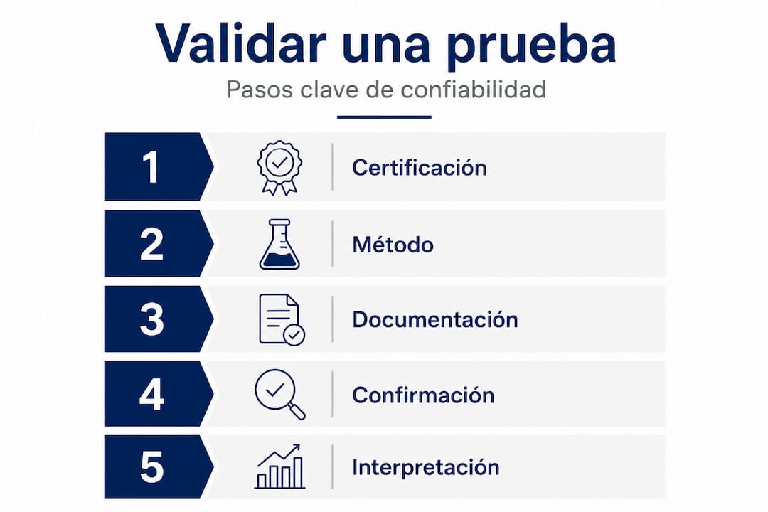 Infografía: pasos esenciales para verificar un test toxicológico