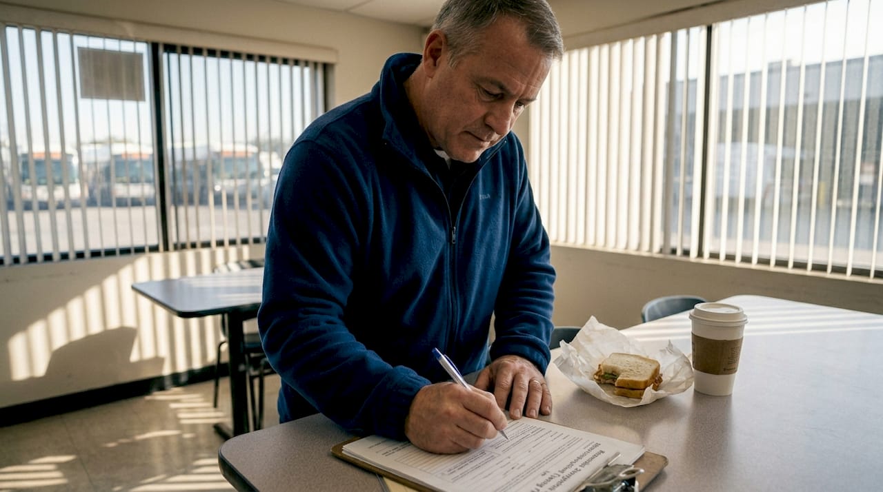 Transit supervisor documenting suspicion in depot