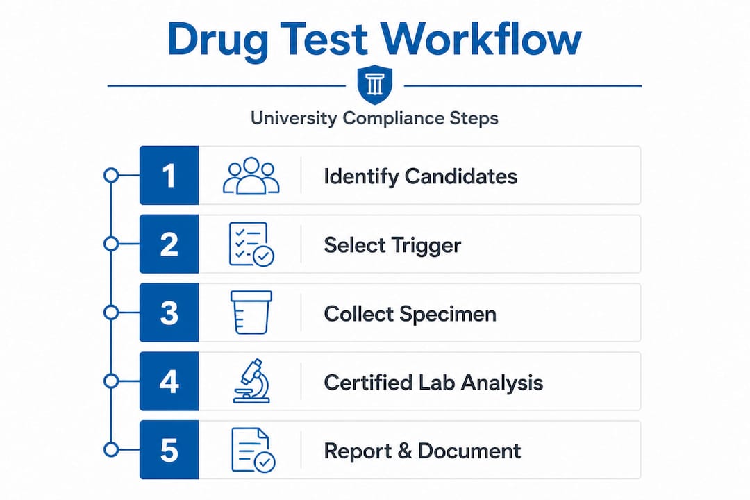 Infographic showing stepwise drug test workflow