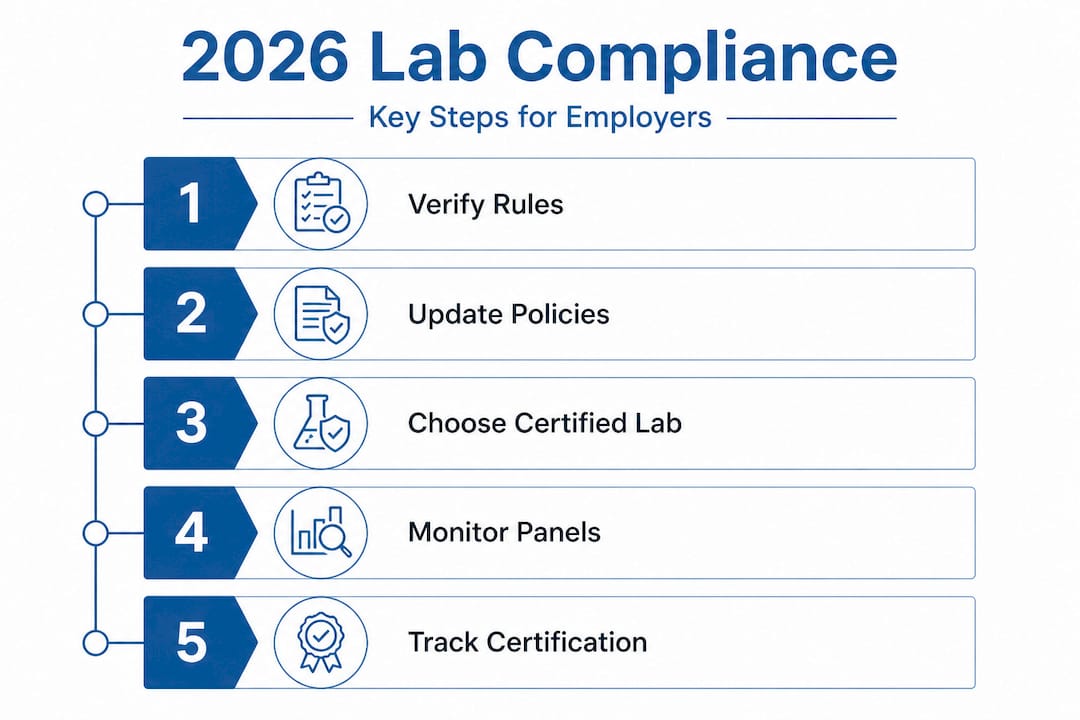 2026 lab compliance steps flow infographic