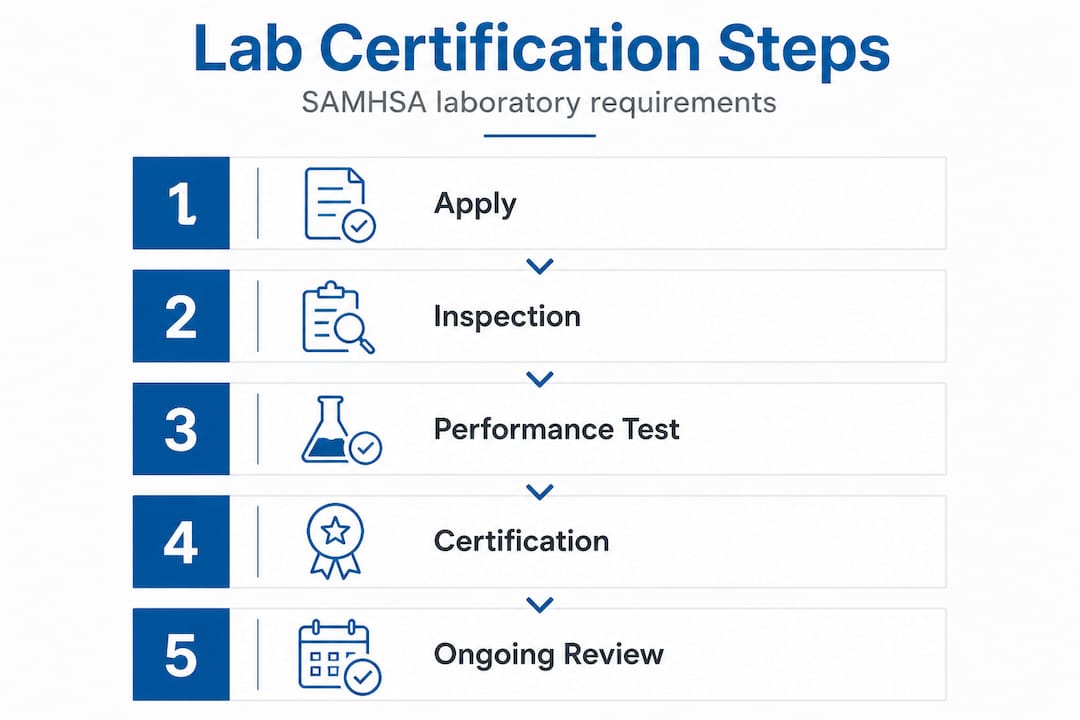 Infographic detailing SAMHSA lab certification steps