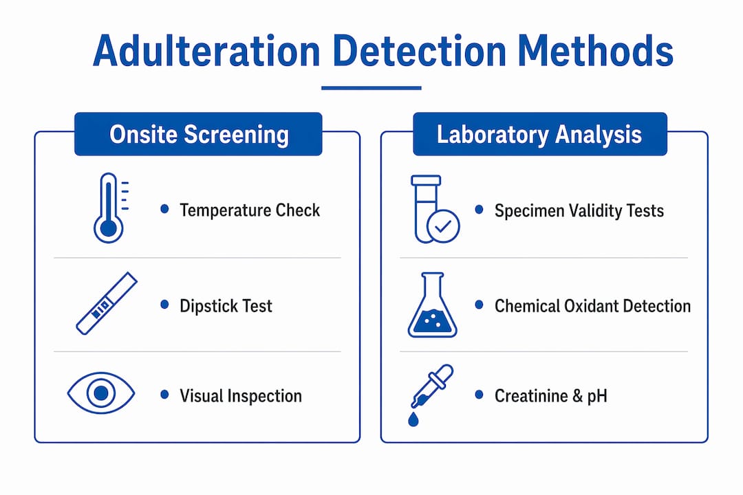 Infographic comparing onsite and laboratory adulteration detection methods