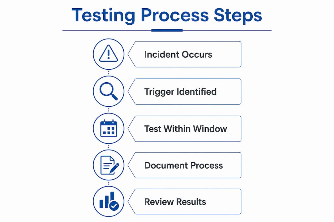 Infographic displaying post-accident drug testing steps