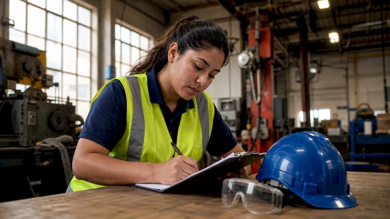 Safety supervisor documenting post-accident testing