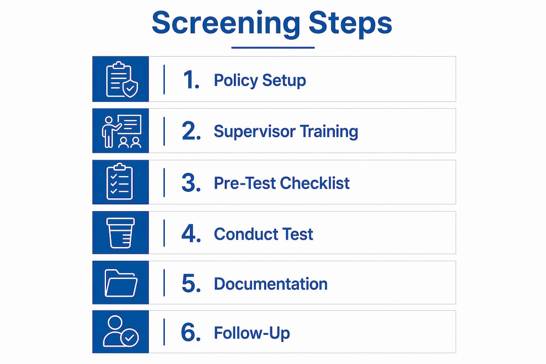 Infographic of workplace alcohol screening process steps