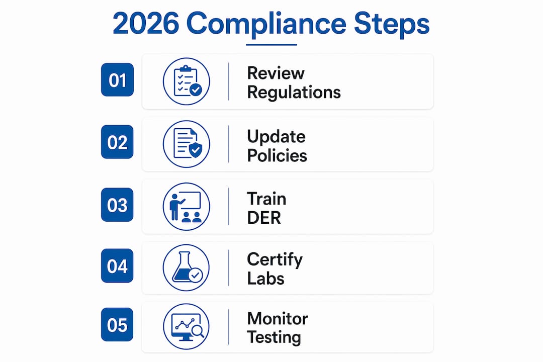 Infographic showing steps for 2026 drug testing compliance