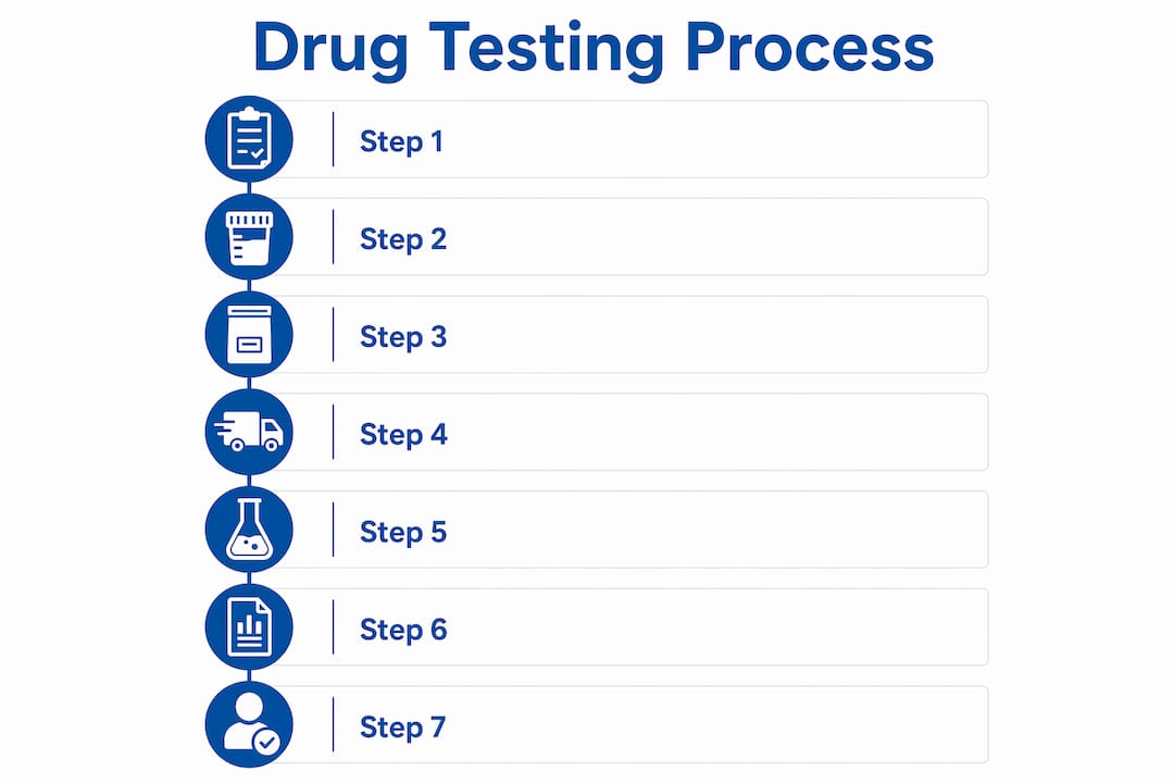 Infographic outlining steps of railroad drug testing process