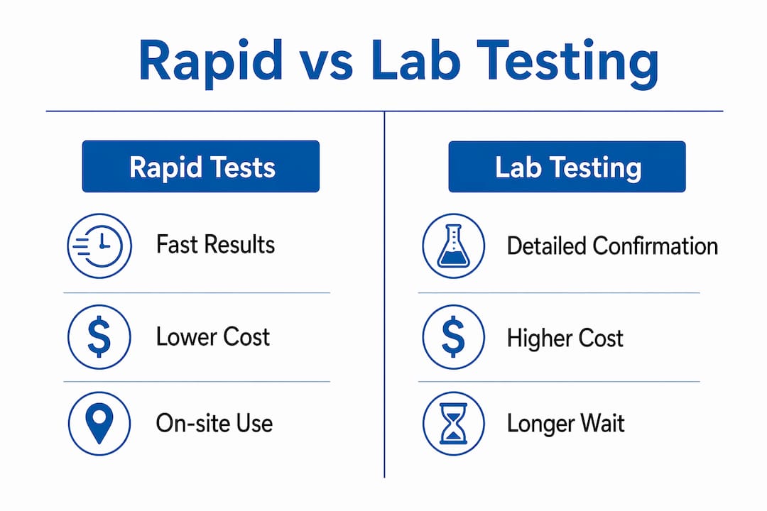 Infographic comparing rapid and lab drug testing advantages