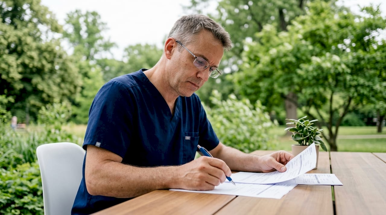 Healthcare professional reviewing drug test reports