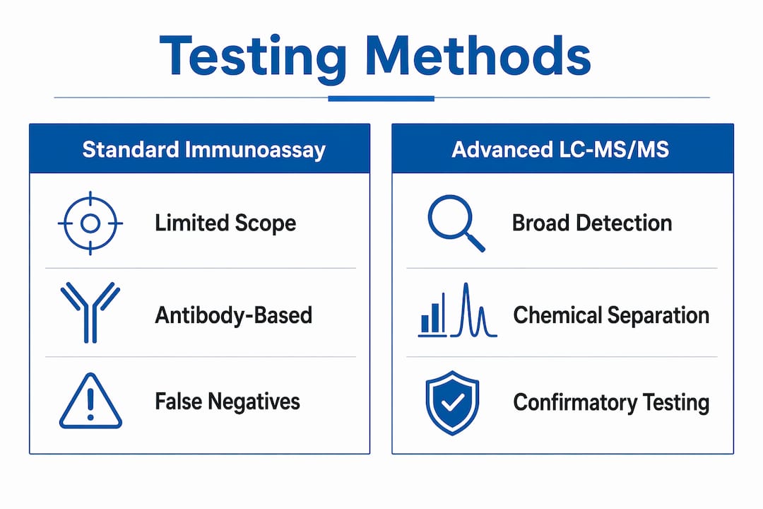Infographic comparing drug testing methods