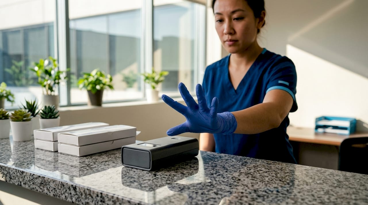 Breath drug testing device on clinical bench