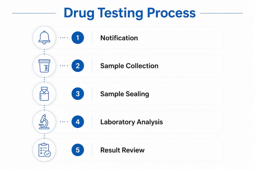 Infographic illustrating drug testing process steps
