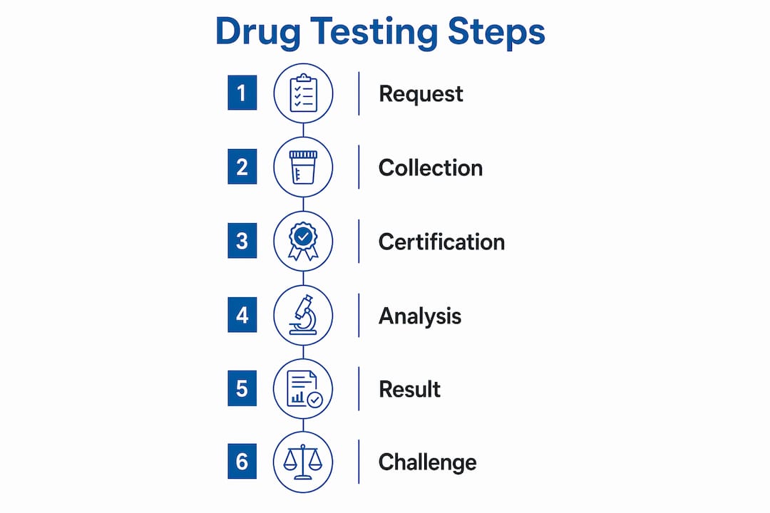 Infographic outlining defense drug testing steps