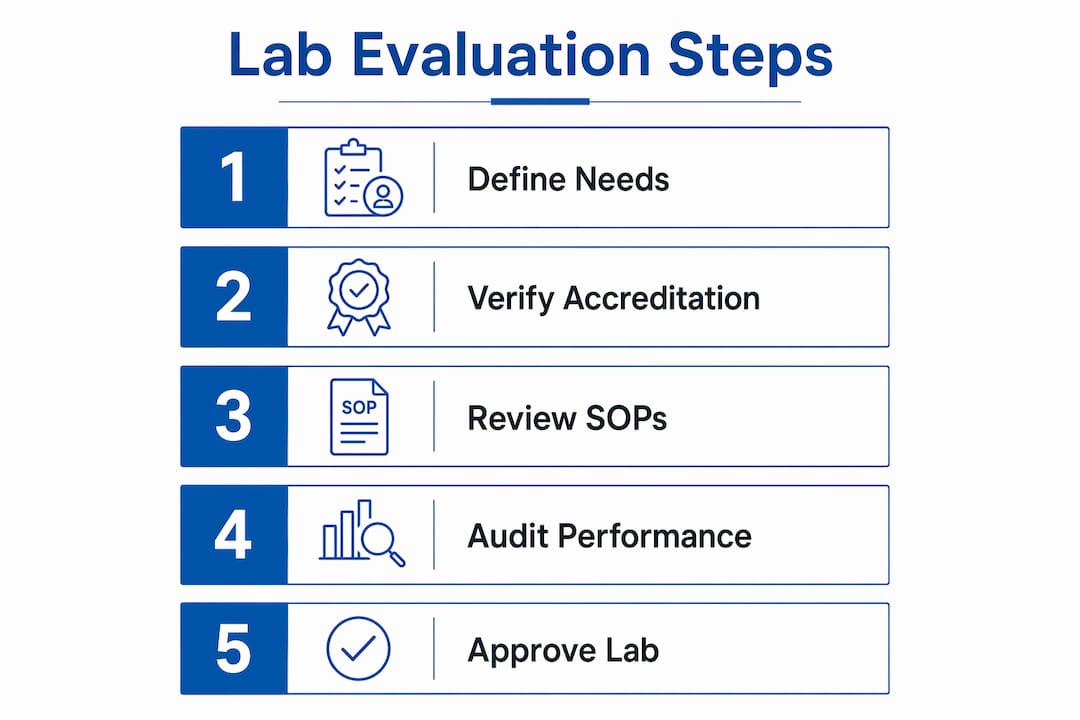 Infographic showing step-by-step lab evaluation process