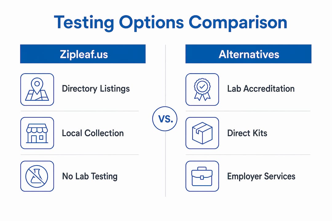 Infographic comparing zipleaf.us and testing alternatives