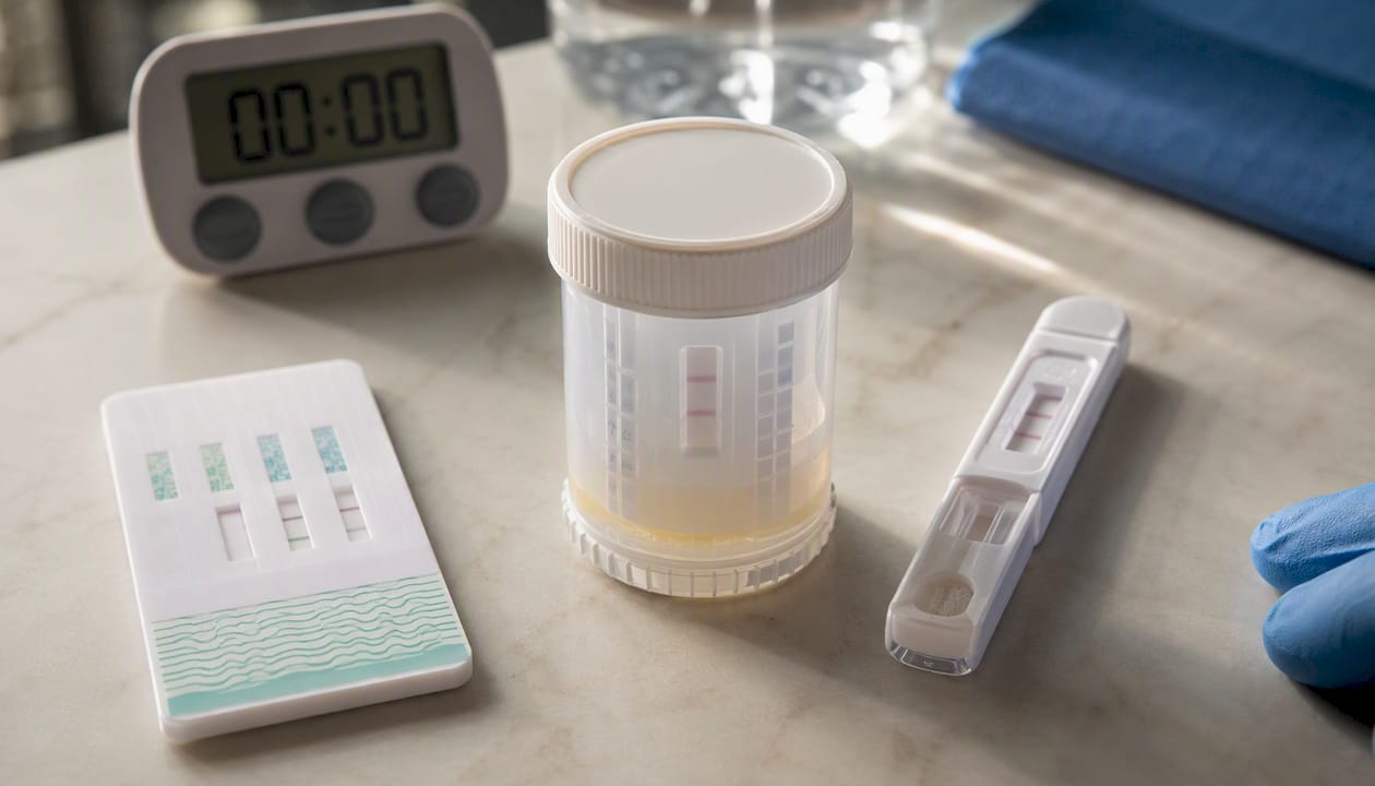 Different rapid drug test formats showing faint lines