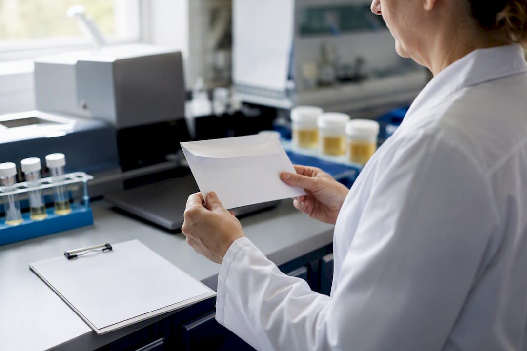Medical Review Officer reviewing sealed test results