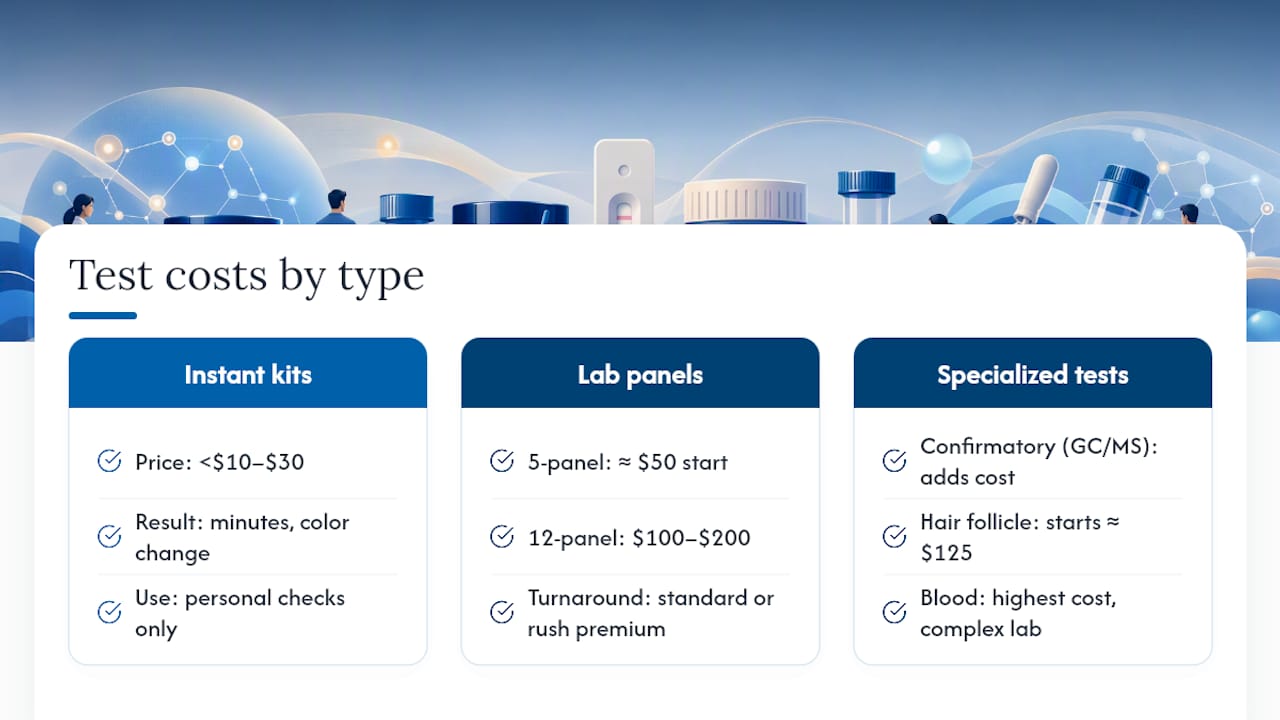Cost comparison of drug test types and components