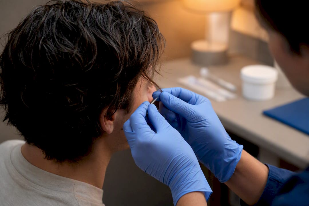 Close-up of hair follicle drug test sample collection