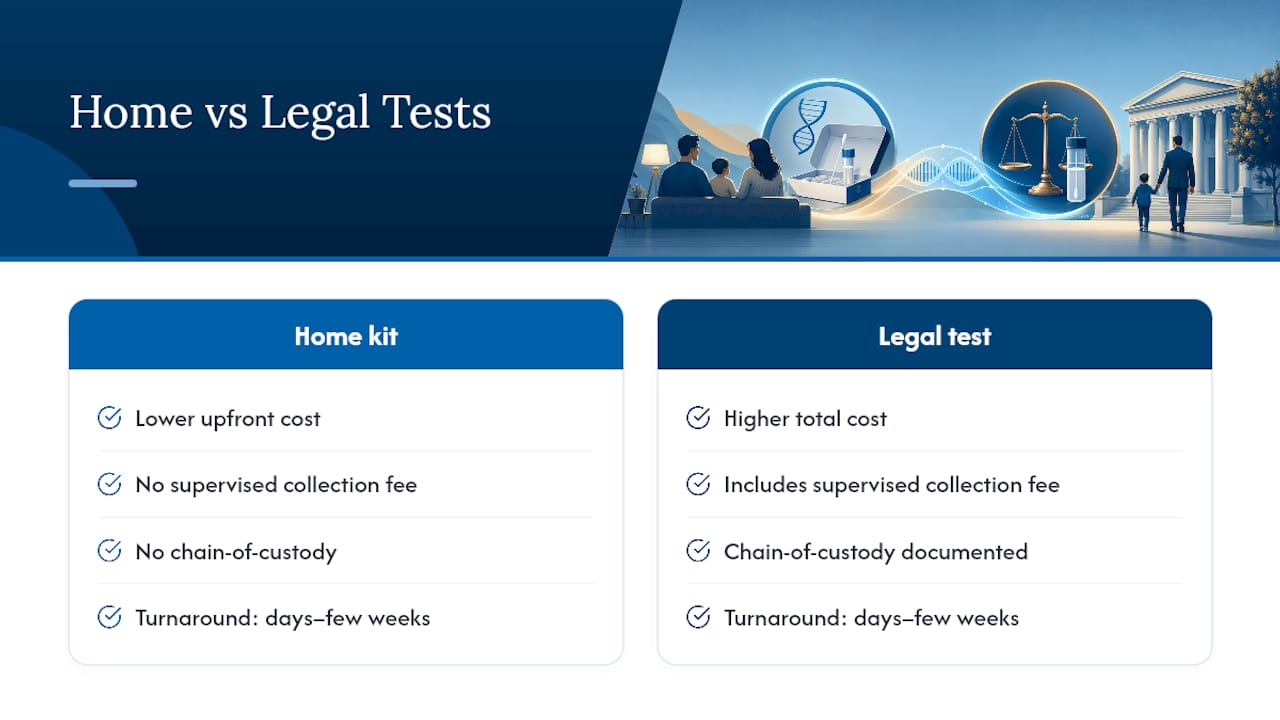 Home and legal paternity test comparison
