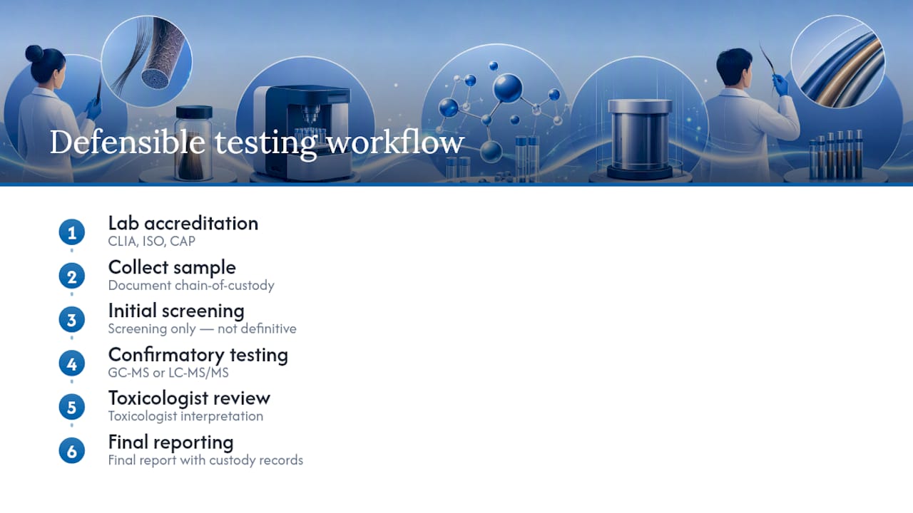 Hair testing laboratory reliability workflow