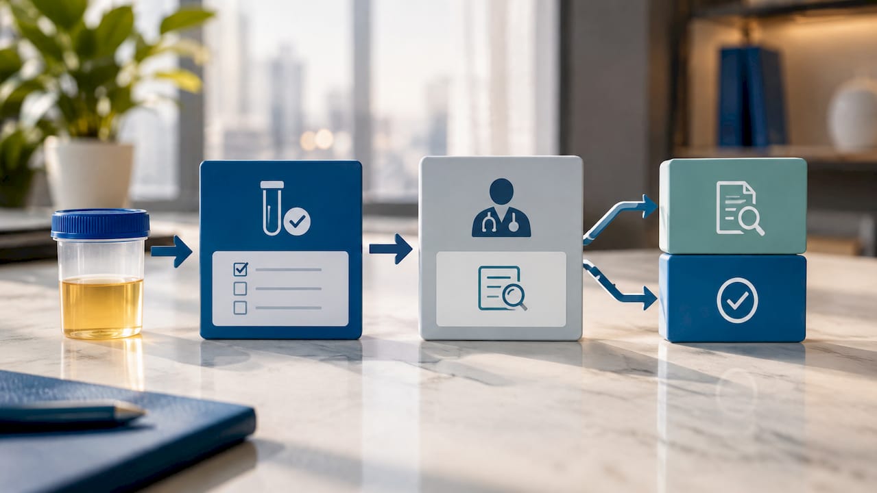 Workplace drug test review stages