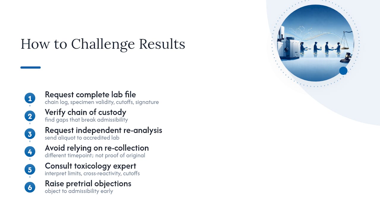 Steps for challenging drug test evidence
