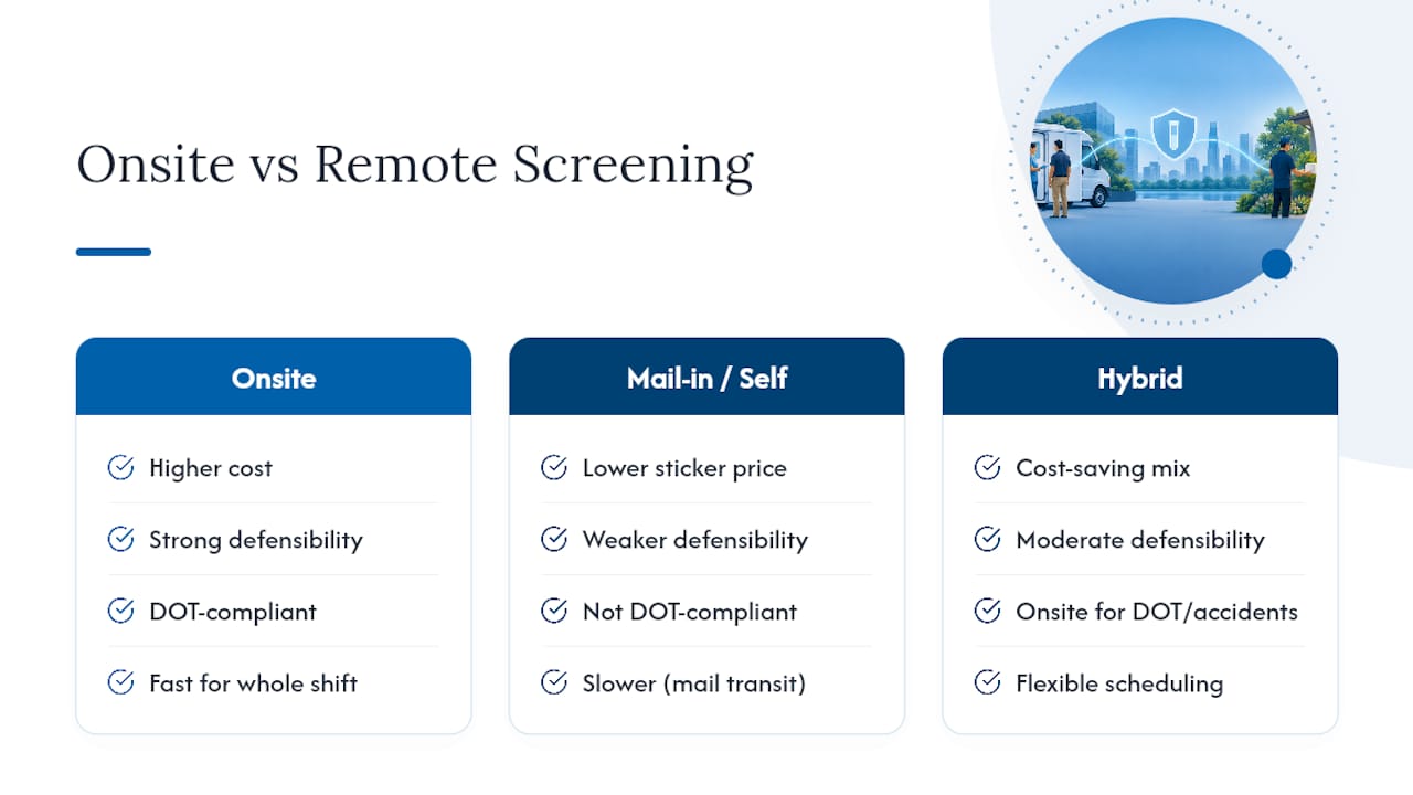 Onsite Testing vs. Alternative Screening Methods — overview diagram