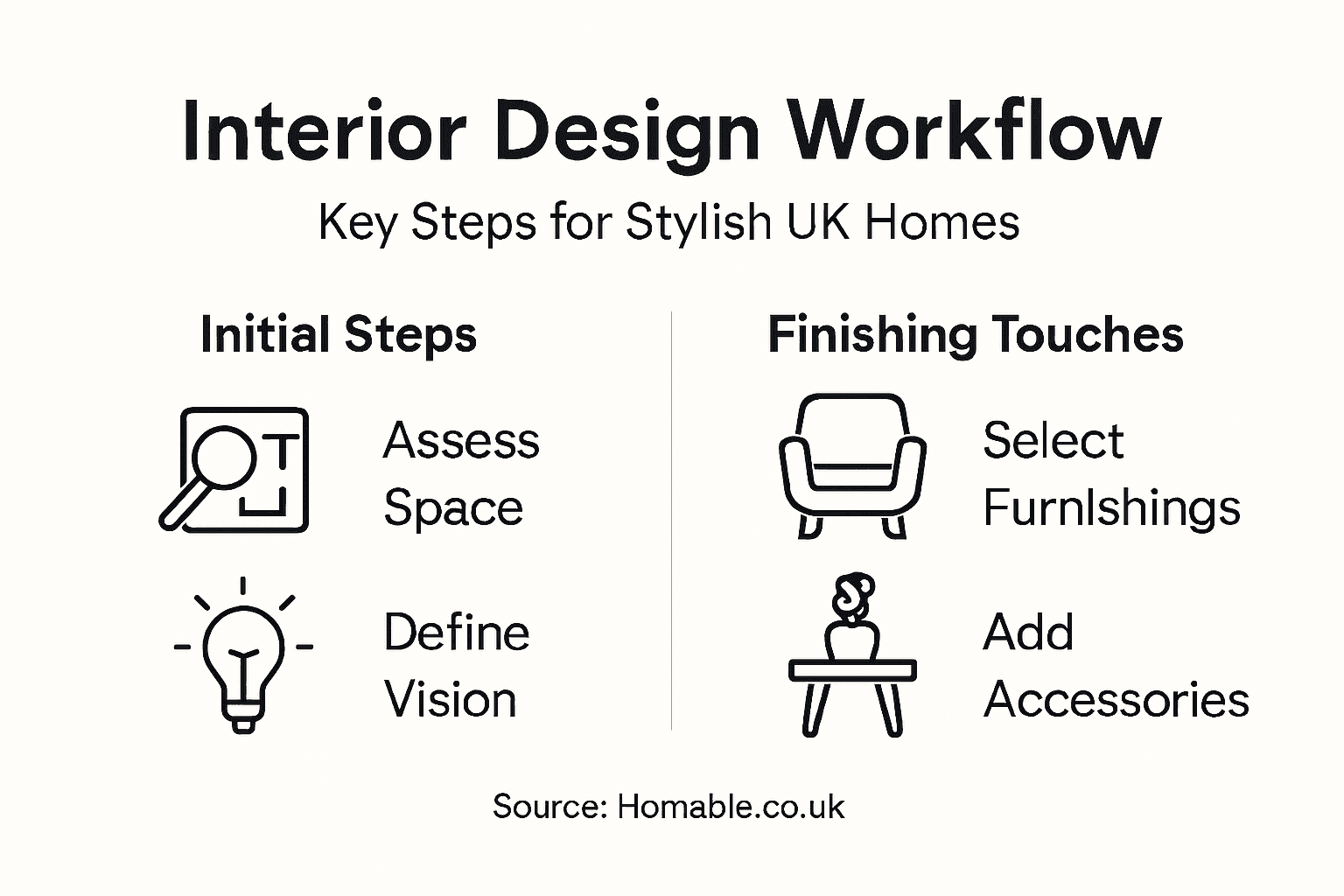 Infographic of interior design workflow steps