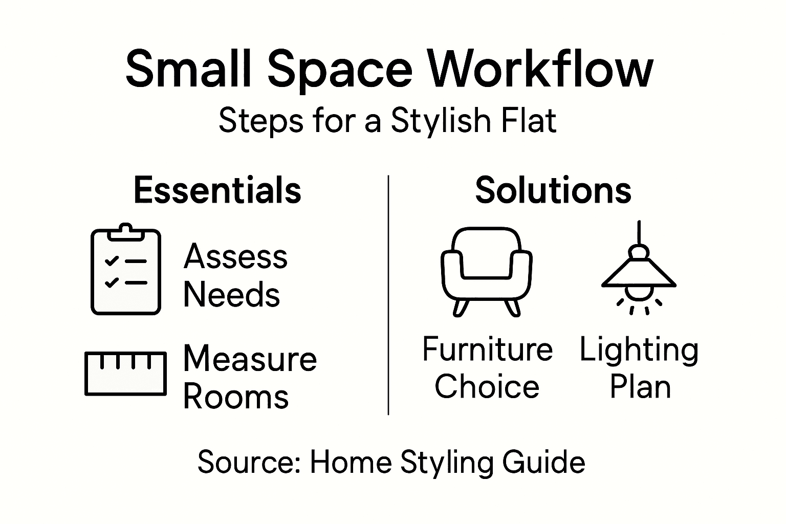 Small space workflow minimalist infographic