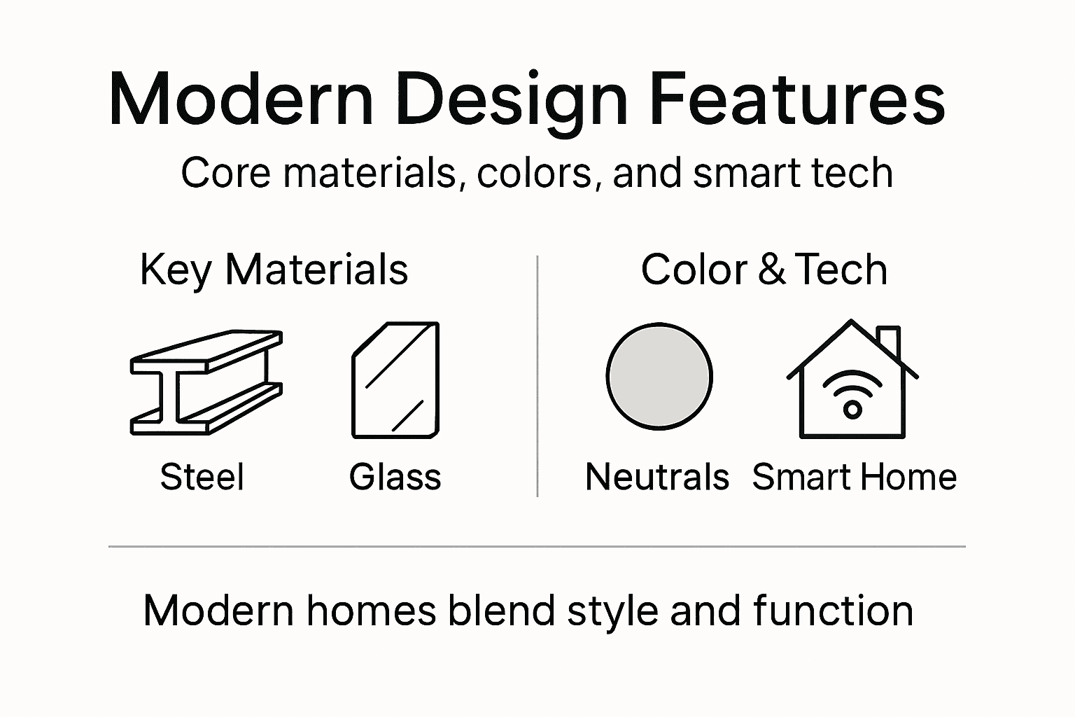 Infographic of modern design features and materials
