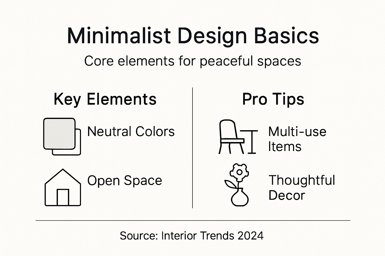 Infographic showing minimalist design essentials