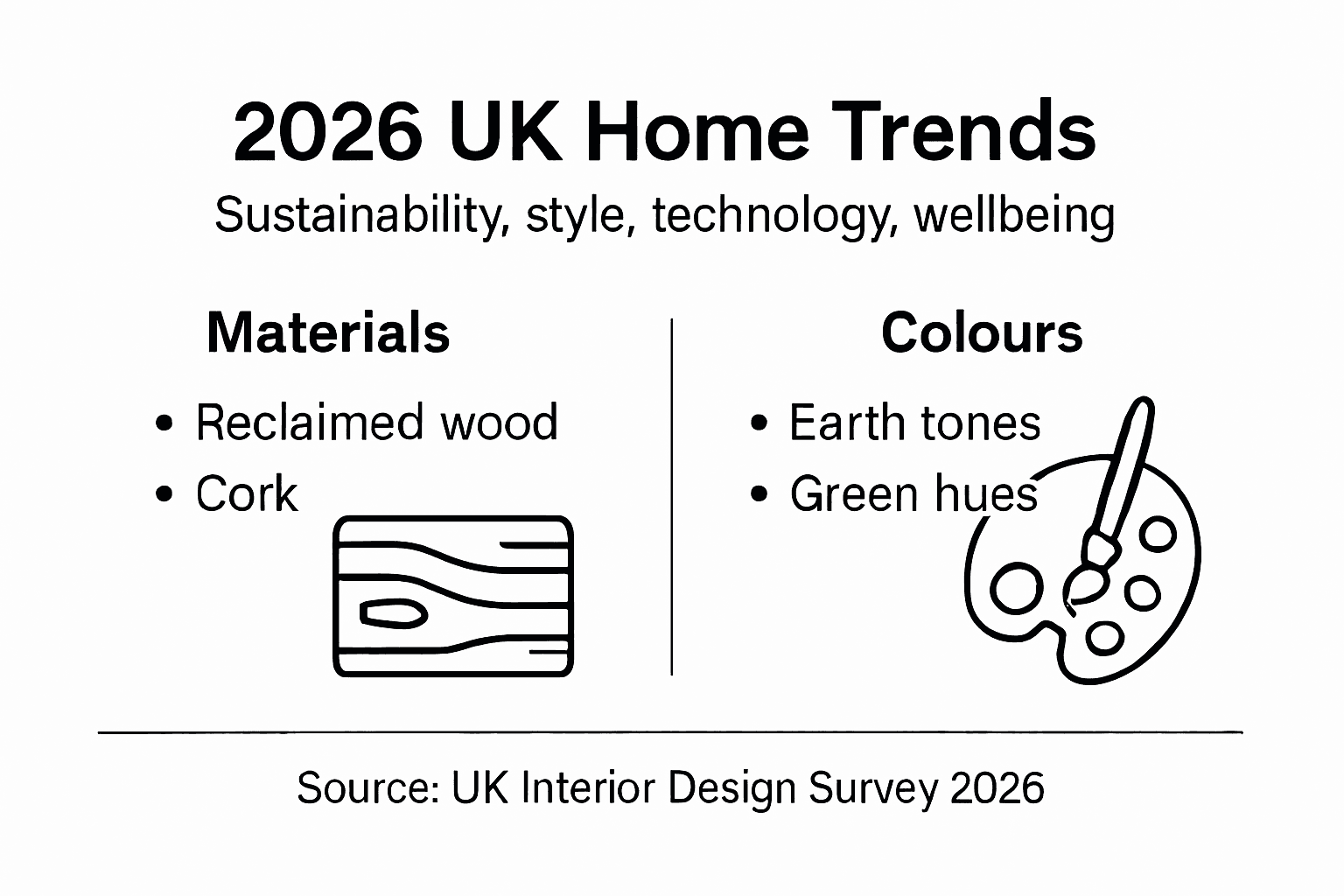 Infographic: materials and colours for UK homes 2026