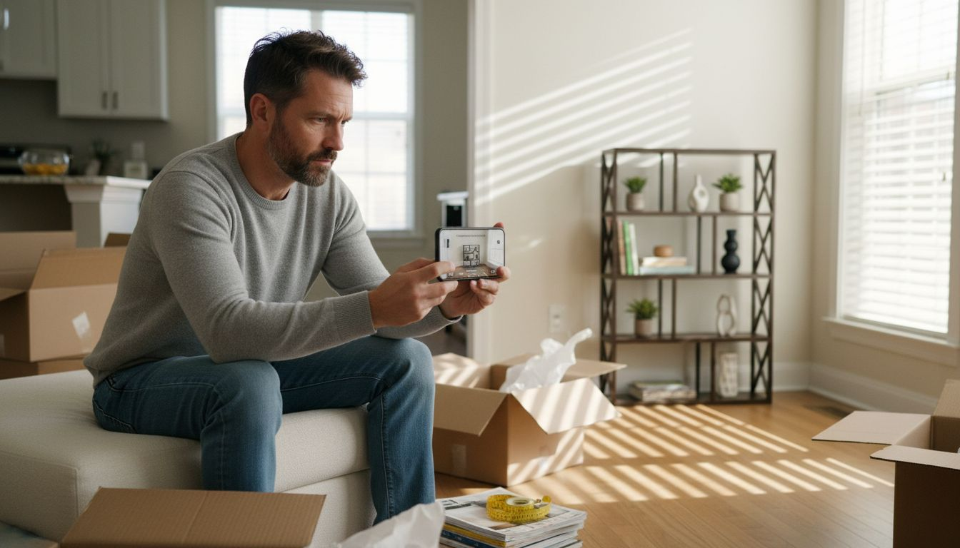 Man using AR app for home decor preview