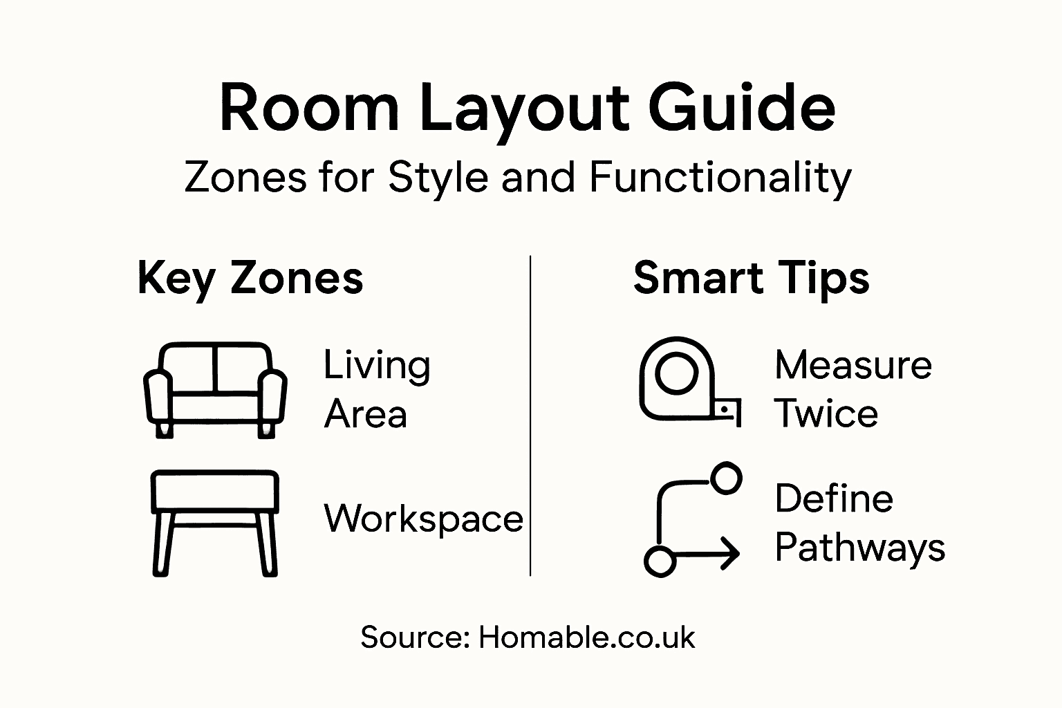 Infographic with key layout zones and tips