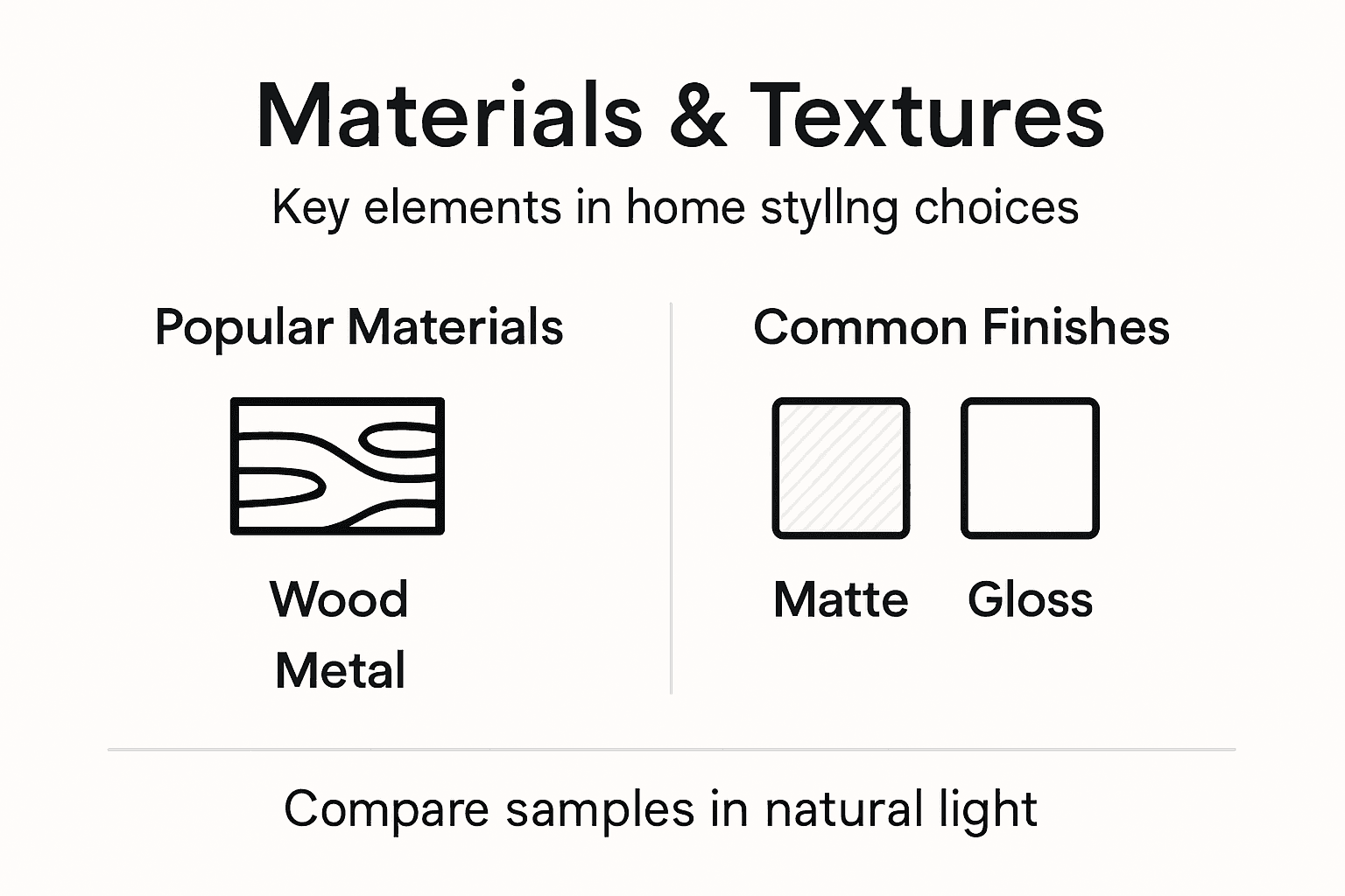 Infographic on materials and finishes in home styling