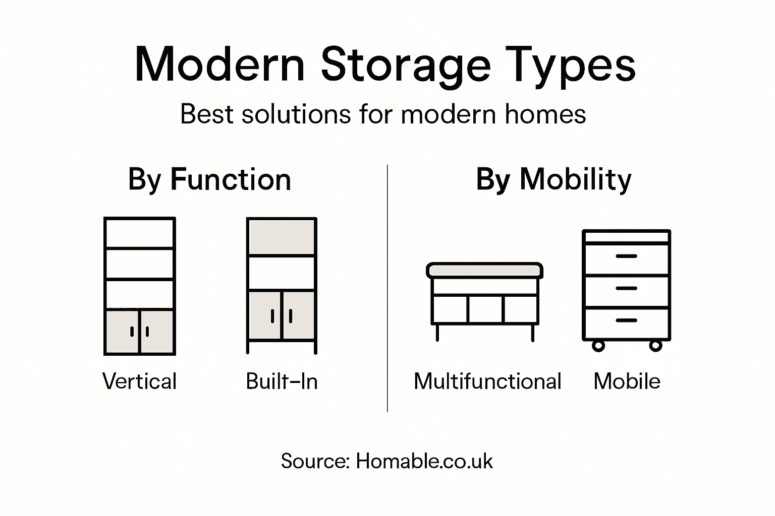 Infographic of modern home storage types